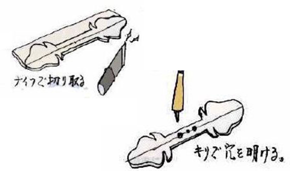 作り方(6)ナイフで切り取る/キリで穴を開ける